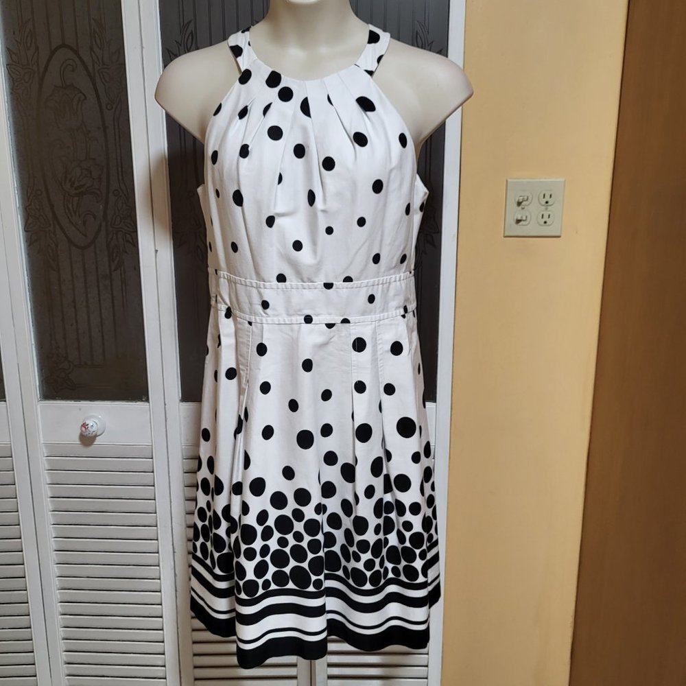 Liz Claiborne Ladies Beautiful Optic White Black Sleeveless Dress